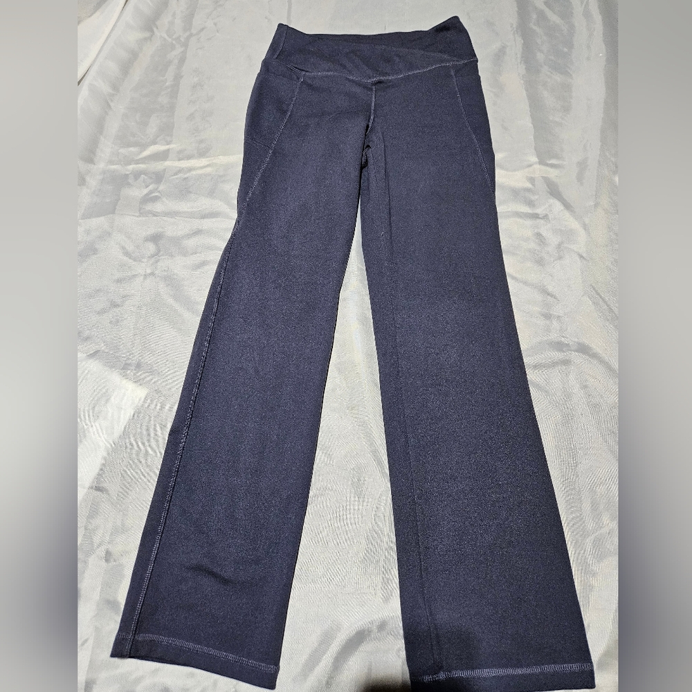 Blueish gray ladies jockey straight leg lounge pants.